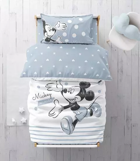 MICKEY MOUSE bedding cotton cot cotbed toddler Disney blue bedding set for kids 